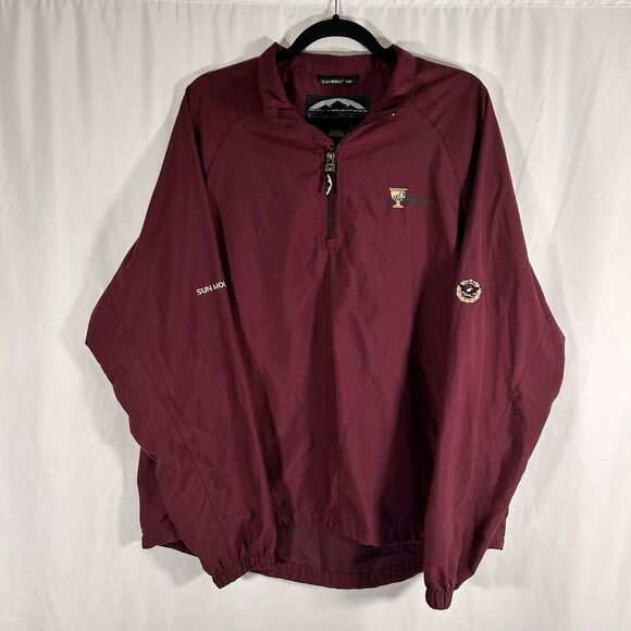 The Presidents Cup Windbreaker Men's Medium Burgundy 1/4 Zip Pull Over Zip Pocke - Picture 1 of 9